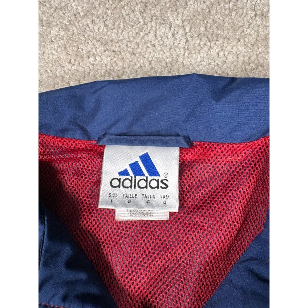 Adidas Vintage Windbreaker Jacket Mens Large Red Navy Blue Colorblock Full Zip
